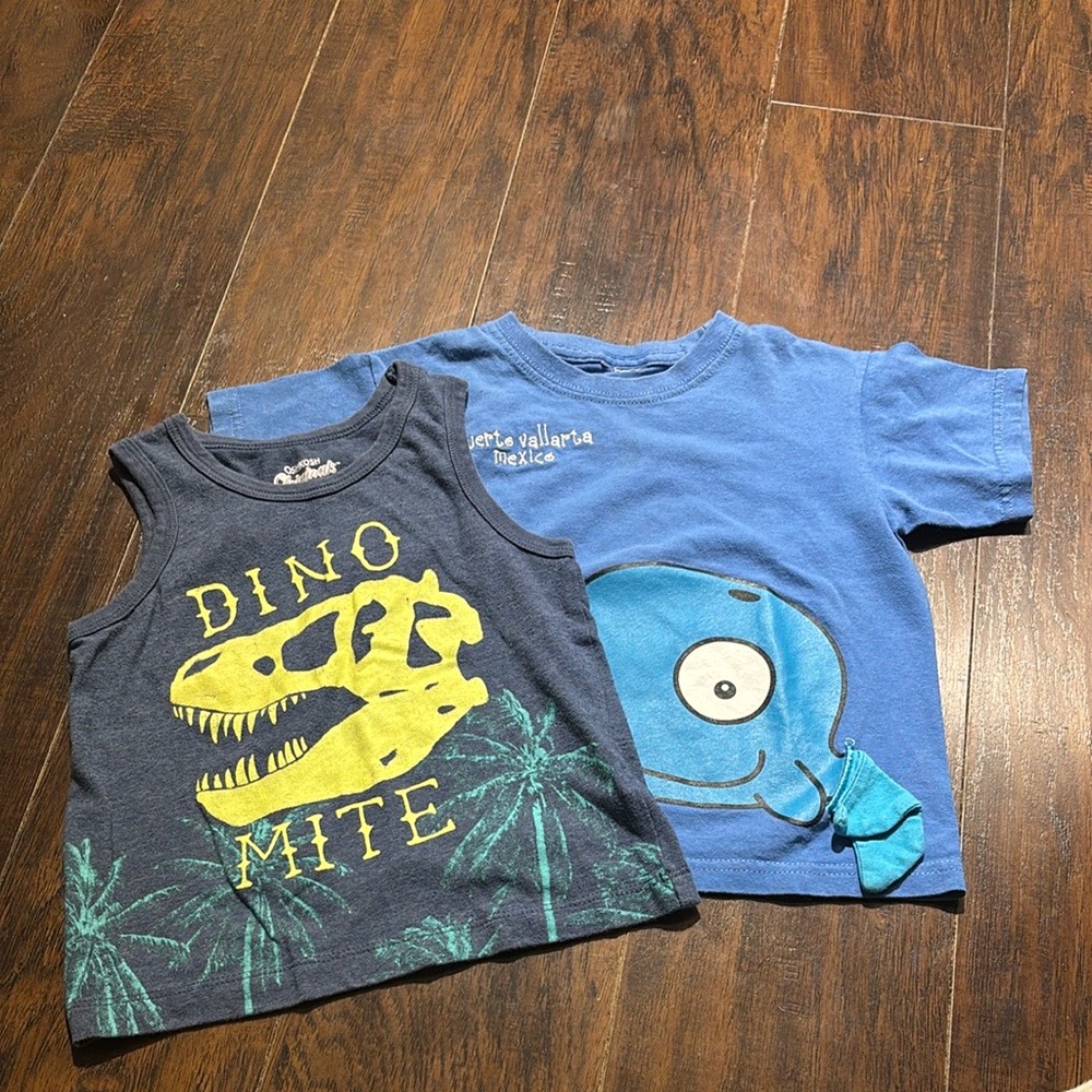 Blue Whale and Dino Graphic T-Shirt